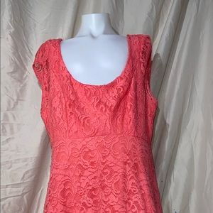 Pink lane Bryant dress with lace cover.